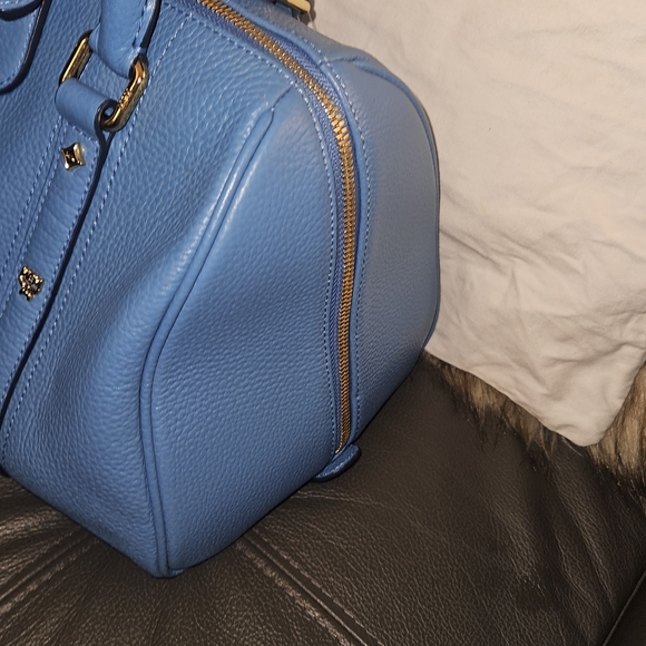 MCM Sky Blue Leather Boston Bag - Picture 3 of 7